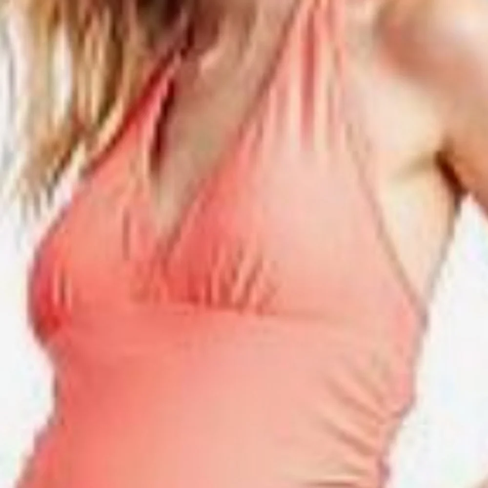 Jessica Simpson Maternity Peachy Pink Halter One Piece Swimsuit